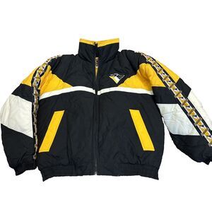 Vintage Pittsburgh Penguins Turbo Zone Jacket NHL Full Zip Hockey Puffer Large